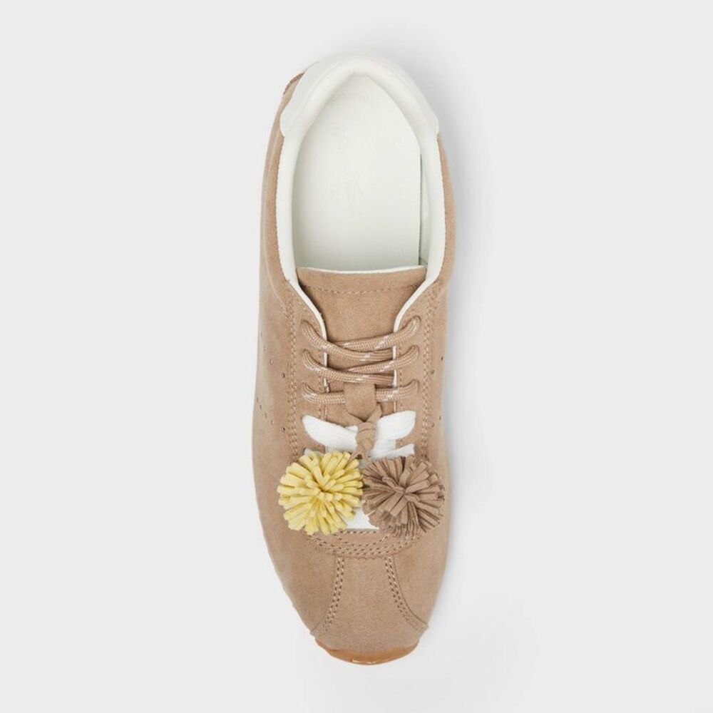 Universal Thread Tan Suede Sneakers with Yellow and Brown Pom Details - Picture 3 of 4